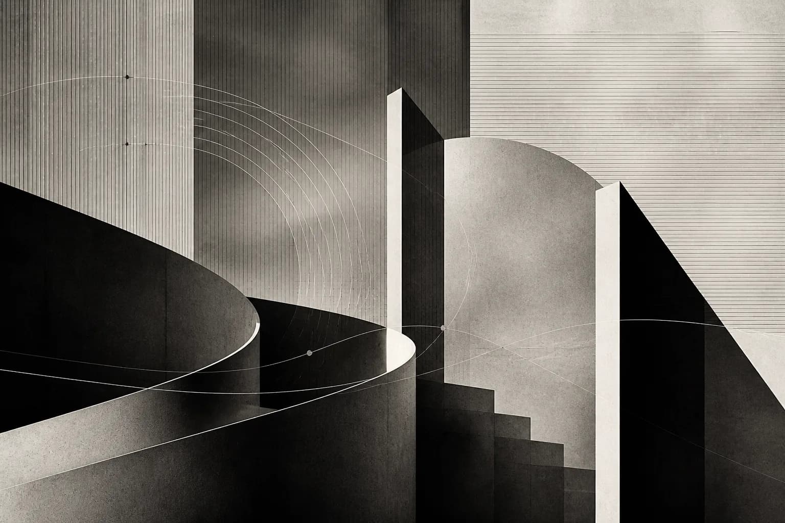 Abstract architectural illustration representing connected intelligent systems